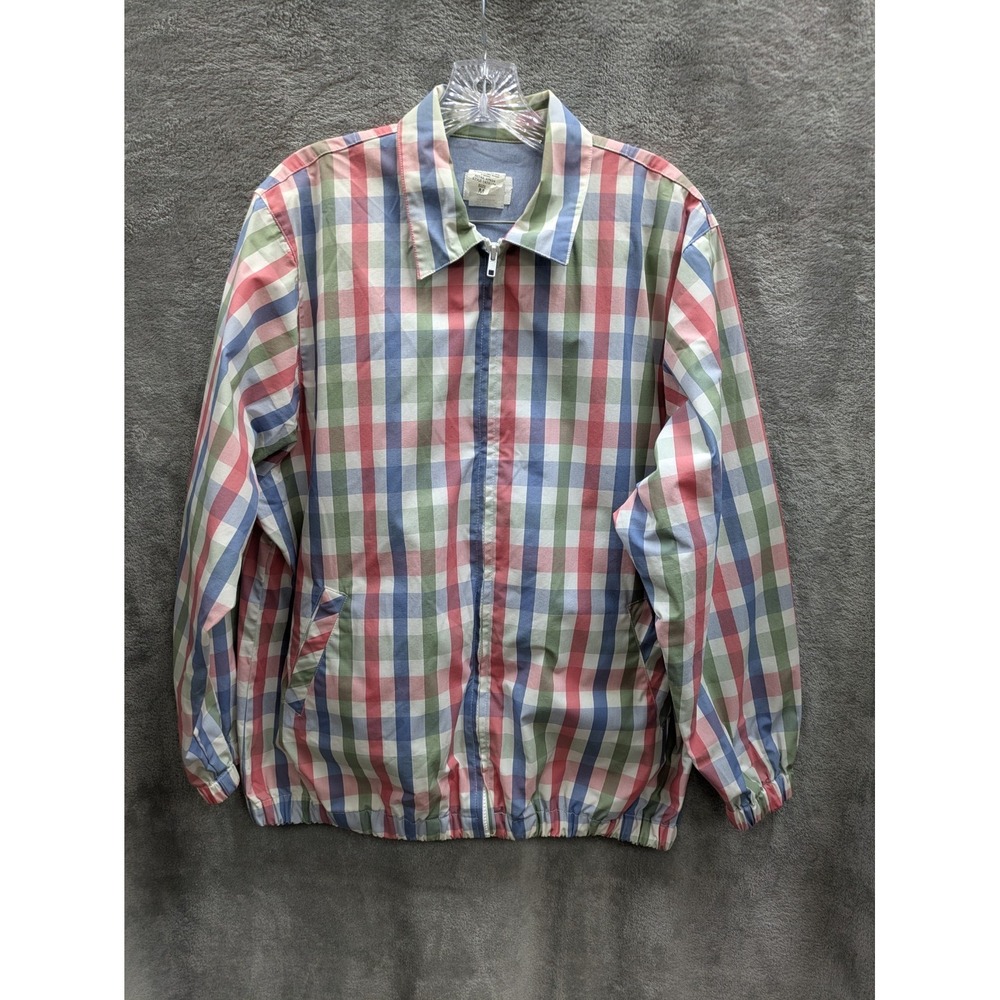 Womens Rain Jacket Medium Rainbow‎ Gingham Casual